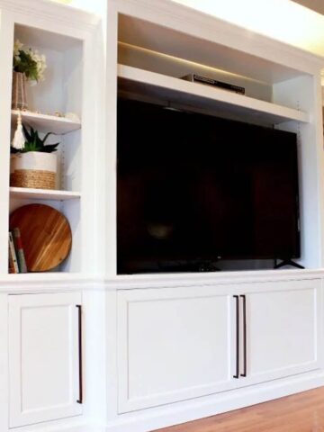 side view of DIY entertainment center