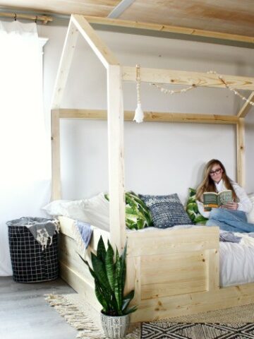 Shara Woodshop Diaries reading in DIY Kids House Bed Frame
