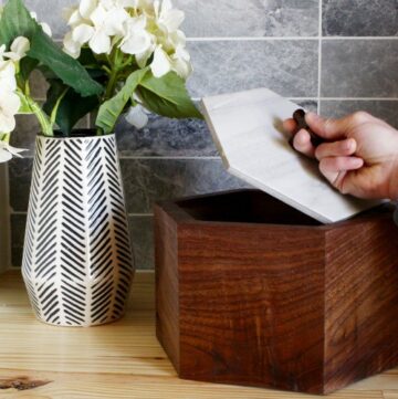 DIY Continuous grain walnut box with tile top
