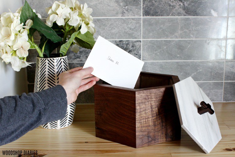 Hexagon Keepsake Box made from walnut and tile