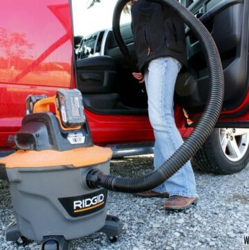 Ridgid Cordless Vacuum cleaning out truck