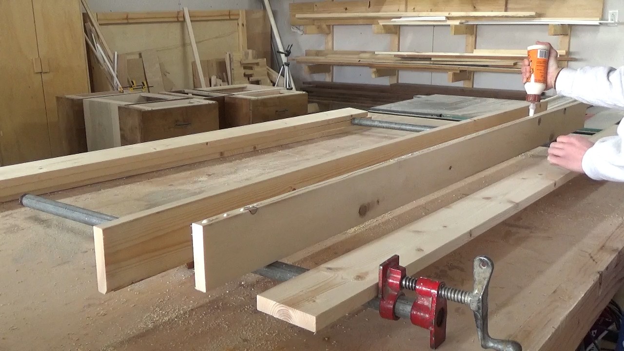 Gluing up solid side panels of DIY kids house bed