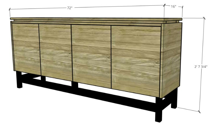 Overall DIY modern sideboard console cabinet dimensions