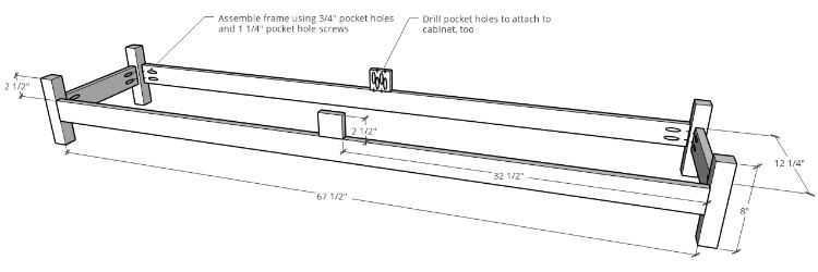 Console Cabinet Base dimensions diagram