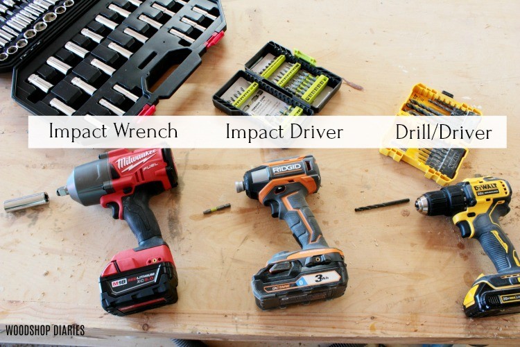 Impact wrench, driver, drill side by side comparison