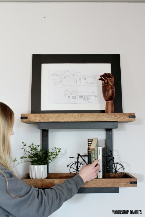 Shara Woodshop Diaries with scrap wood wall shelf