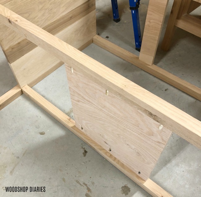 Bottom of dresser console installed