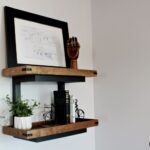 Floating wall shelves from scrap wood with industrial details