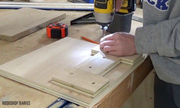 Plywood template to cut notches for drawer fronts