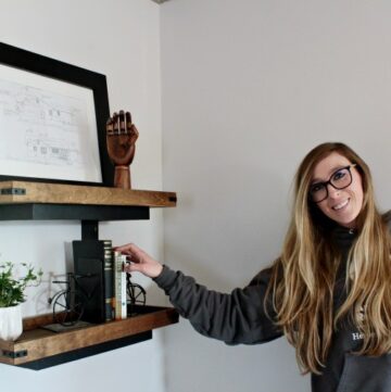 Shara Woodshop Diaries with DIY floating wall shelf project