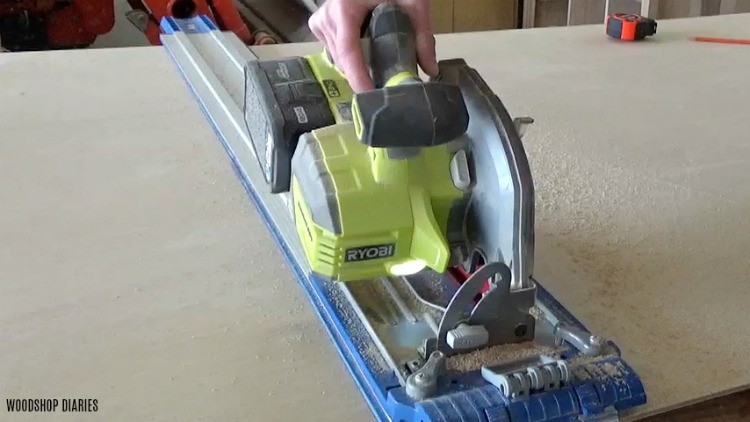 Using Kreg AccuCut to Rip plywood sheet in half