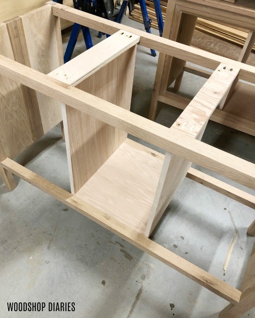 Middle divider panels installed into dresser console cabinet