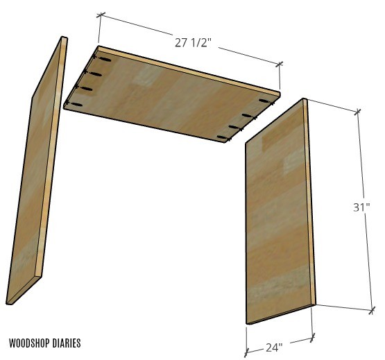 Exploded view of sliding door assembly for dog crate