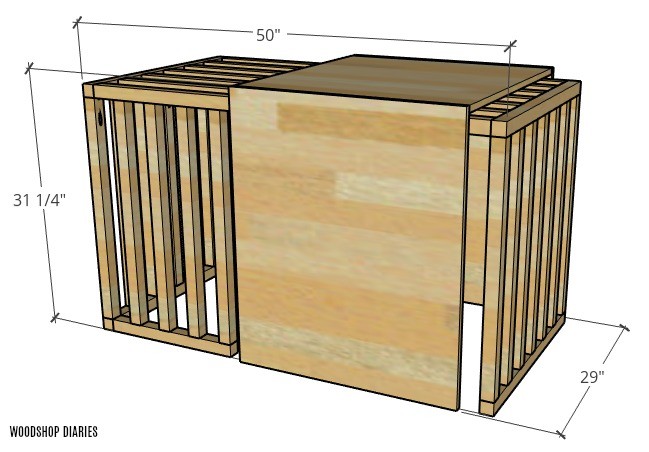 Overall dimensions of dog crate kennel with sliding door closed