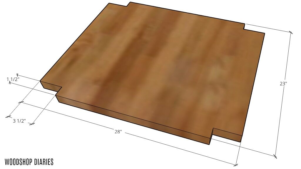 Graphic of coffee bar table shelf with corners notched out