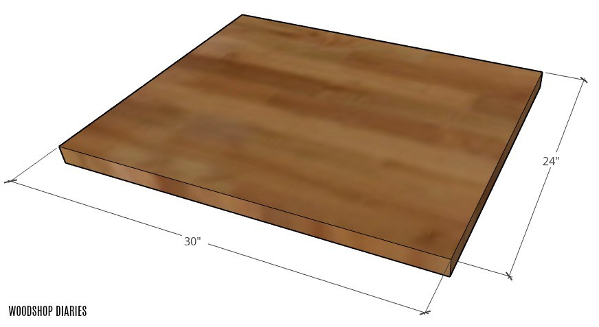 Graphic of coffee bar table top overall dimensions 24" x 30"