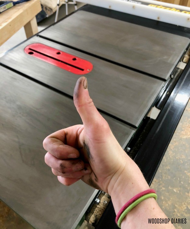 Thumbs up for rust removed from table saw top