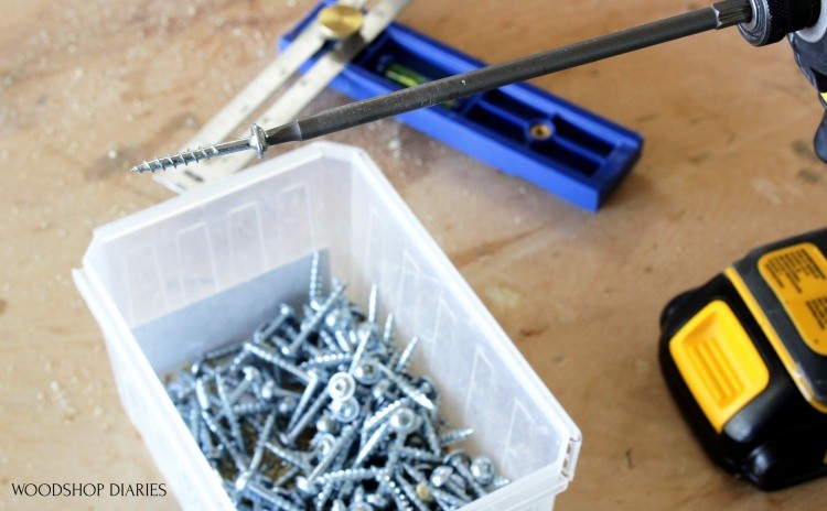 Close up of washer head pocket hole screw on square drive bit