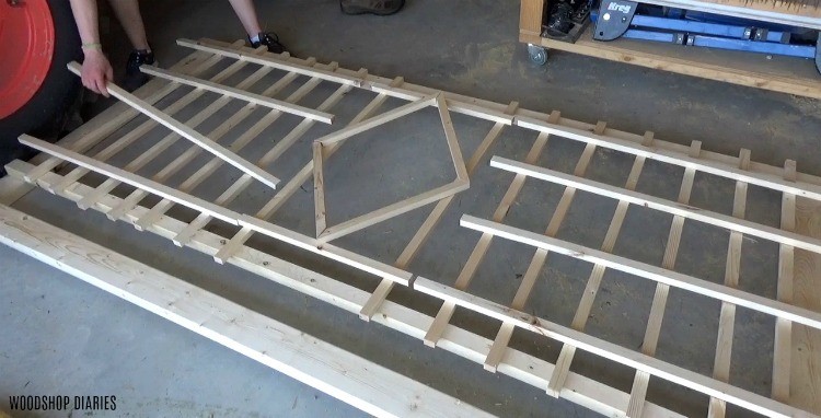 Laying out trellis design on shop floor