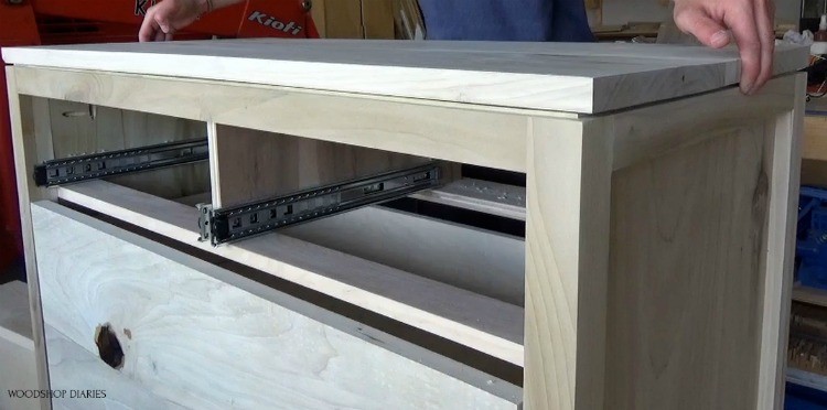 Placing dresser top on dresser frame