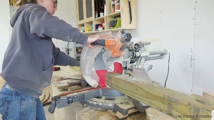 Using miter saw to cut table legs to length