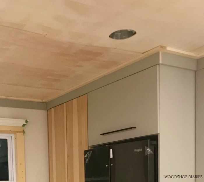Modern crown molding alternative--1x3s and 1x4s around ceiling joint