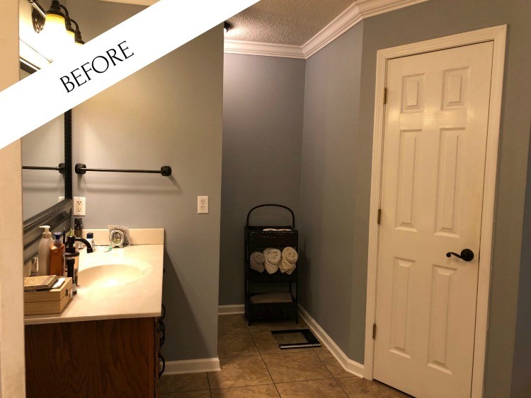 mom and dads bathroom before--closet, toilet, and vanity