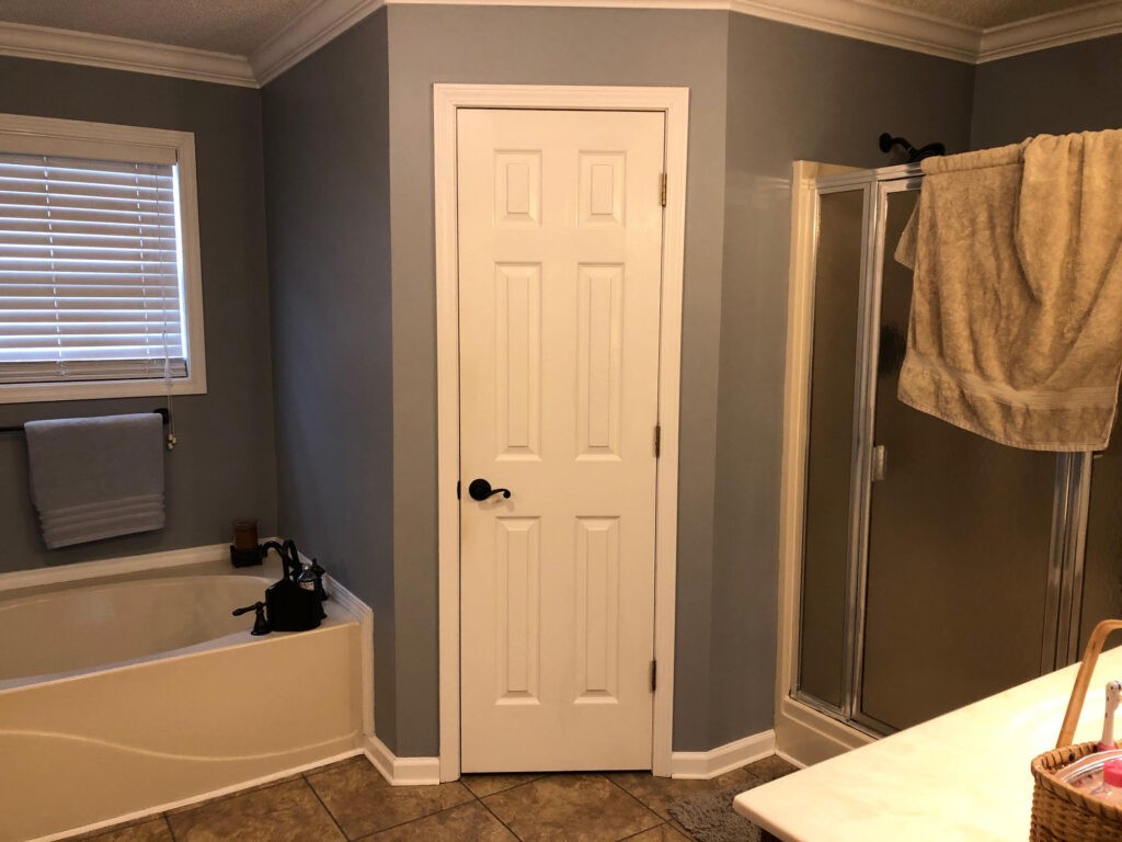 Master bathroom before tub and closet