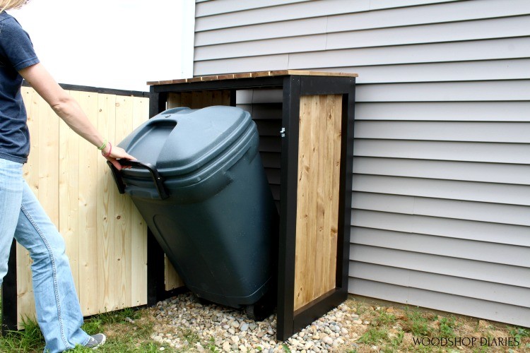Diy Trash Can Cover Build It With Free, Outdoor Garbage Can Cabinet Plans