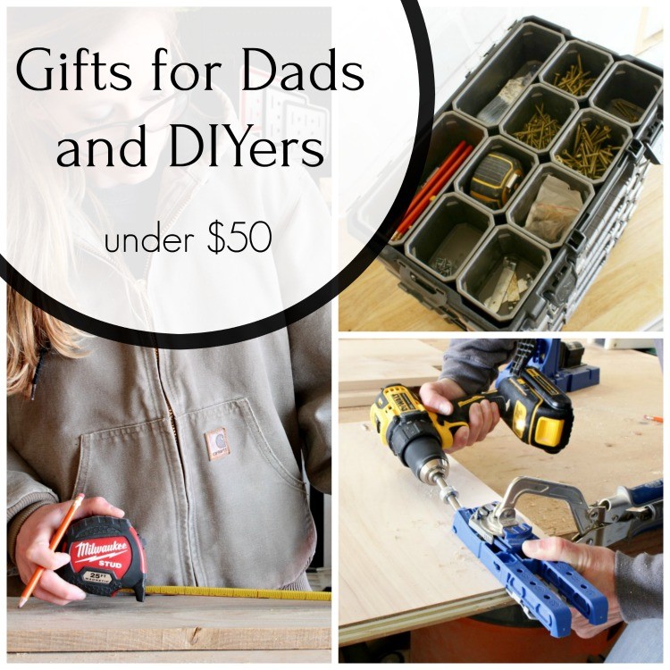 Collage image of gift ideas for Dads and DIYers