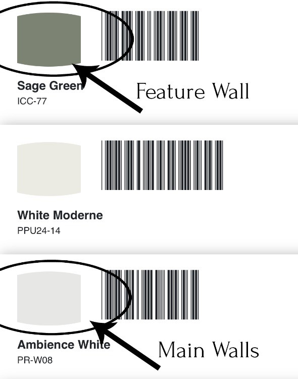 Behr paint options for master bathroom--Sage Green and Ambience White