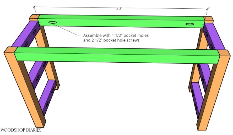 Building diagram shoe bench complete base frame assembled