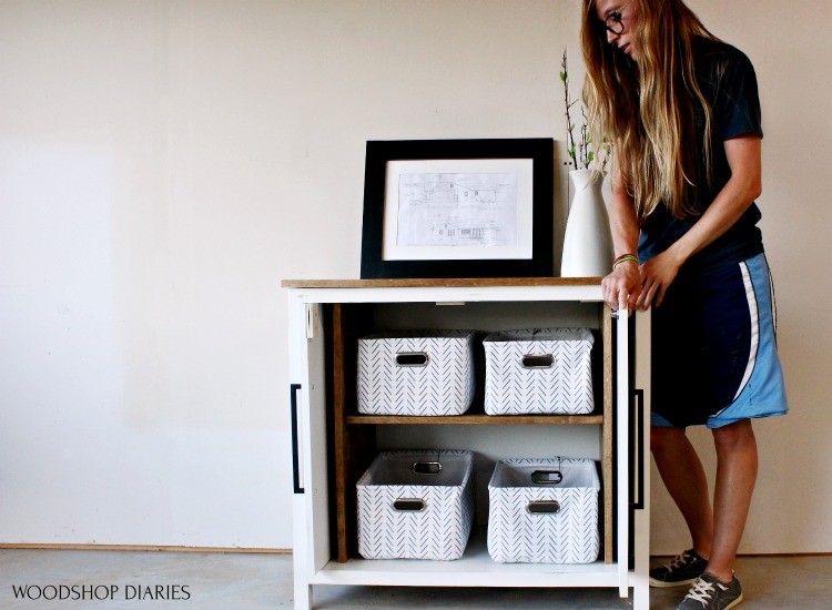 Shara with pocket door cabinet that was used as base pieces of entertainment center cabinet