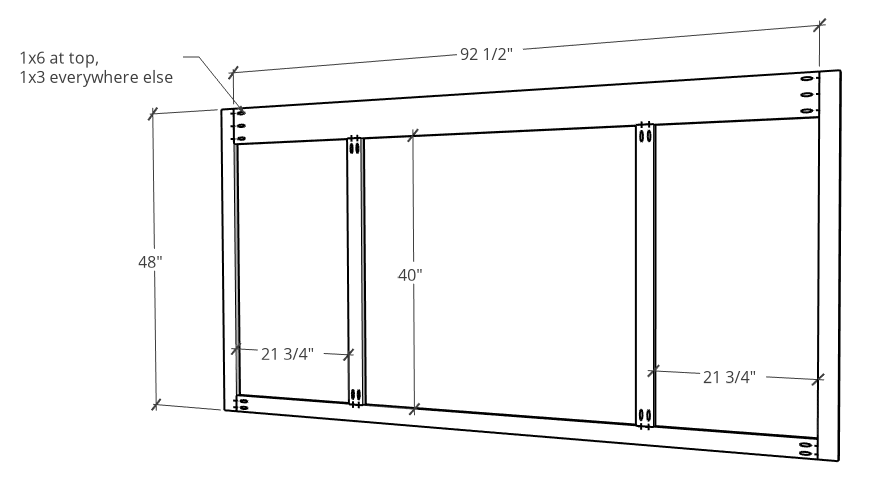 Face Frame diagram for sliding door entertainment center