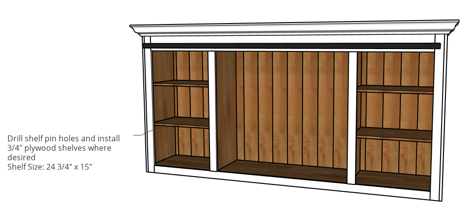 Add adjustable shelves to cabinet diagram