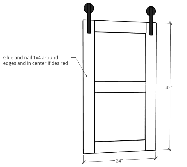 Overall size of sliding doors diagram