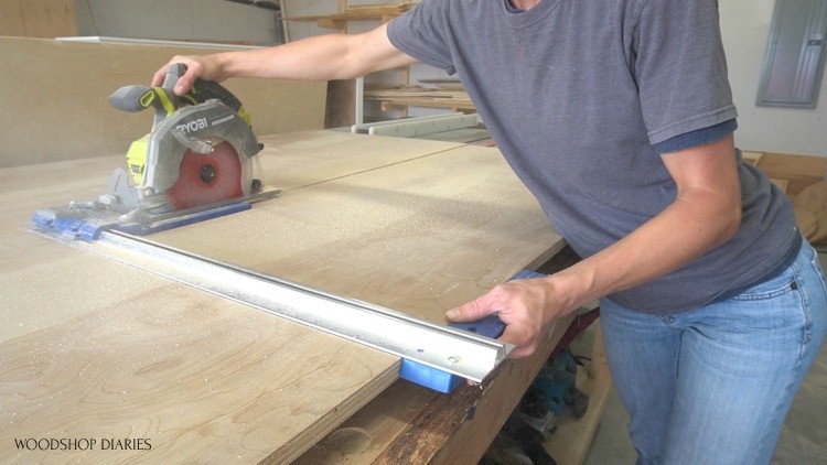 Shara cutting down plywood sheets