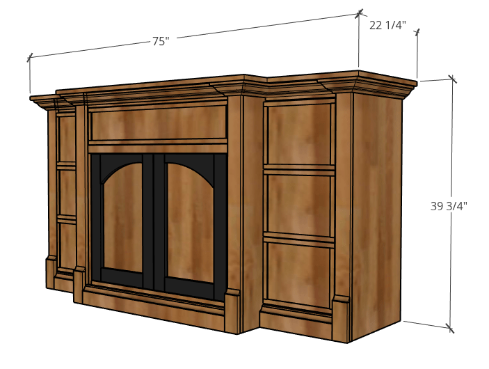 Overall dimensions of dog crate console diagram