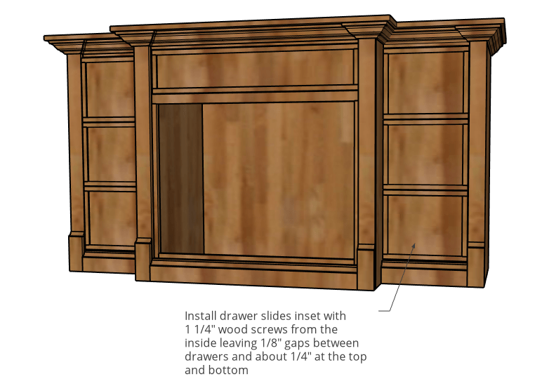 Drawer fronts installed onto dog crate console cabinet