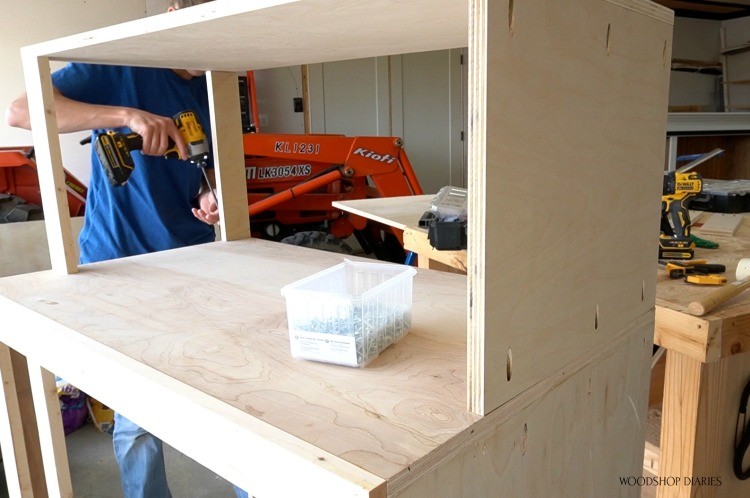 Installing side cabinets with pocket holes and screws