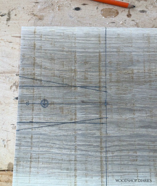 handle marked off on rough sawn oak board