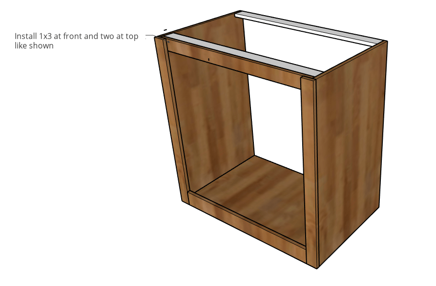 top bracing and support added to dog crate cabinet