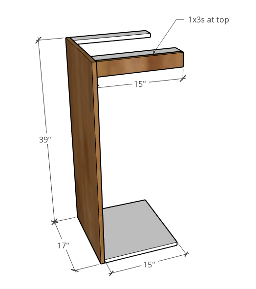 Diagram of side cabinet dimensions
