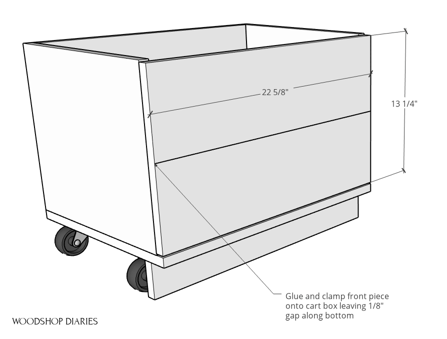 Diagram of desk seat front panel dimensions