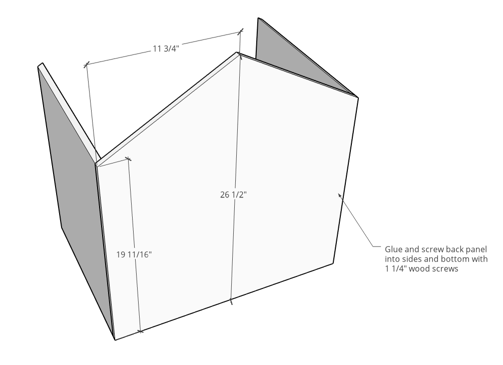 Back panel dimensions and roof line cut shape