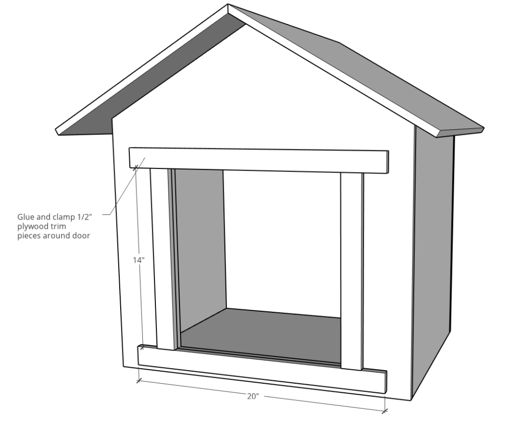 Diagram of door trim around blessing box door on front opening