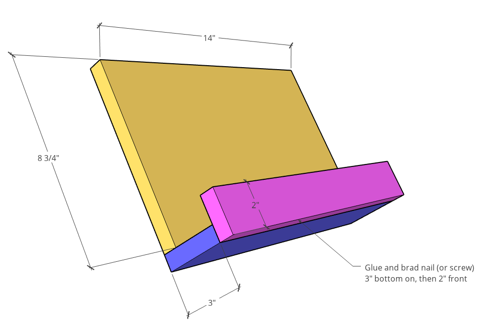 Attach pieces together for book stand--3D diagram