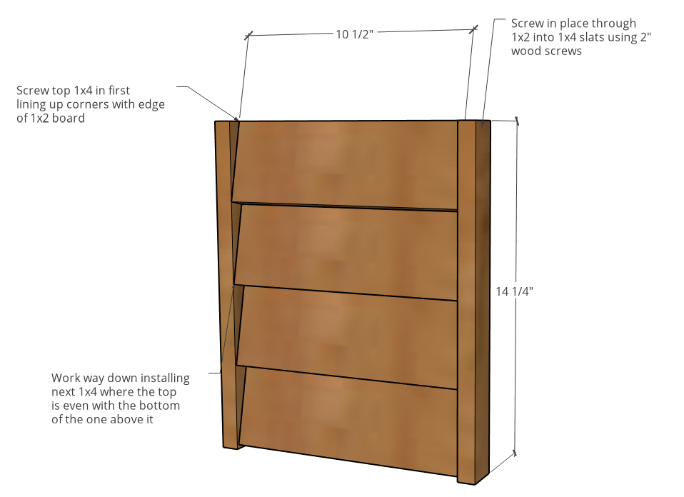 Diagram with dimensions of louvered side panels