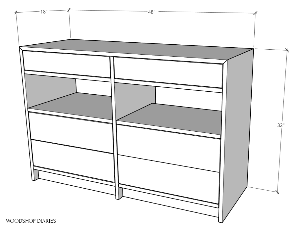 Dresser desk overall dimensions