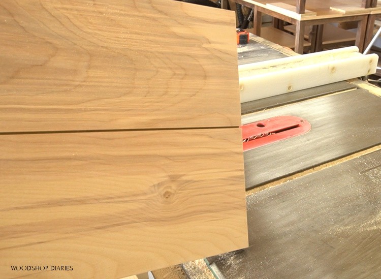 Dado cut in plywood panel to look like fake drawer fronts